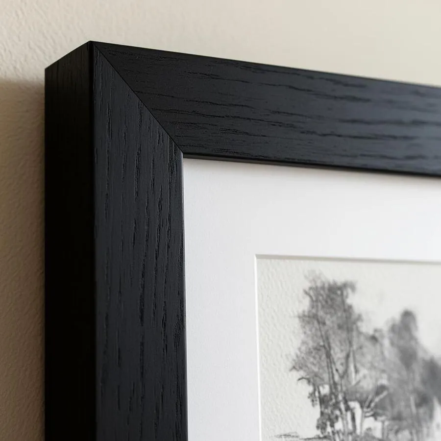Close-up of a premium solid-wood frame
